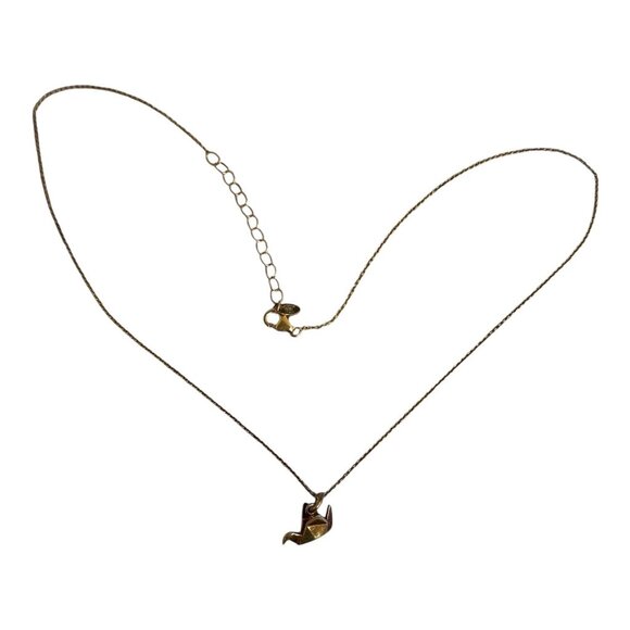 Vtg Dyadema Italy 925 Sterling Silver Gold Vermeil Origami Crane Bird Necklace - Picture 8 of 8